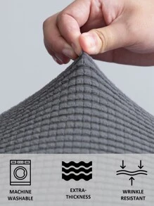 1入組素色彈力椅套簡約幾何絎縫家用餐椅套 - 灰色 - 查看 3