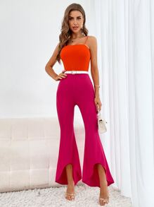 SHEIN Privé 雙色喇叭吊帶連體褲 - 彩色 - 查看 1