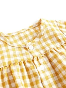 Conjunto de 2 piezas de pantalones cortos informales de manga corta con parte delantera abierta para niña bebé, conjunto de pantalones cortos triangulares para vacaciones de verano en la playa - Amarillo - Ver 5