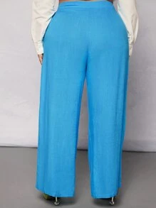 SHEIN SXY Plus Wide Leg Trousers - Blue - View 2