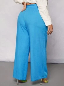 SHEIN SXY Plus Wide Leg Trousers - Blue - View 5