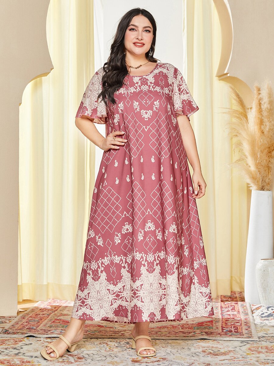 Al Najma Vestido túnico con estampado geométrico - Rosa vieja - Ver 1