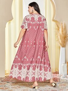 Al Najma Vestido túnico con estampado geométrico - Rosa vieja - Ver 2