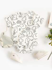 2 Stücke/Set Netter Cartoon Muster, kurzen Ärmeln, T-Shirt und Triangel Shorts Set für Baby Mädchen In Sommer