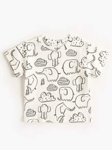 2 Stücke/Set Netter Cartoon Muster, kurzen Ärmeln, T-Shirt und Triangel Shorts Set für Baby Mädchen In Sommer