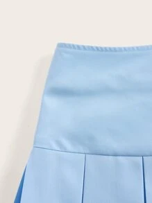 SHEIN MOD 素色百褶下擺半身裙 - 淺藍色 - 查看 3