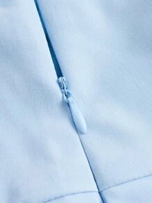 SHEIN MOD 素色百褶下擺半身裙 - 淺藍色 - 查看 4