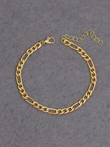 Fashionable And Popular 1pc Men Minimalist Chain Bracelet, Stainless Steel Jewelry For Jewelry Gift And For A Stylish Look - Yellow Gold - View 2