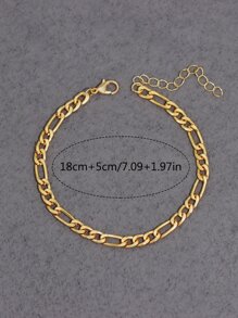 Fashionable And Popular 1pc Men Minimalist Chain Bracelet, Stainless Steel Jewelry For Jewelry Gift And For A Stylish Look - Yellow Gold - View 3