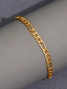 Fashionable And Popular 1pc Men Minimalist Chain Bracelet, Stainless Steel Jewelry For Jewelry Gift And For A Stylish Look - Yellow Gold - View 4