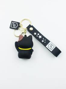 1pc Women Cartoon Cat Charm Cute Style Keychain - Multicolor - View 3