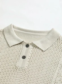 Manfinity Homme Men Polo Neck Pointelle Knit Top - Apricot - View 3