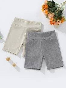 小女童2入組寬腰帶騎行褲