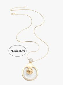 Collar con diseño de diamante de imitación con diseño de redondo - Amarillo Oro - Ver 5