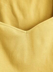 SHEIN BASICS Sweetheart Neck Crop Tee - Yellow - View 8