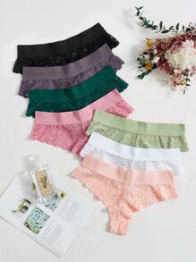 7pack Floral Lace Panty Lingerie - Multicolor - View 4