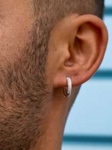 2 pezzi alla moda e popolare da uomo Cubic Zirconia Decor Orecchino a cerchio Gioielli in rame per gioielli regalo e per look elegante