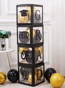 20入組紙氣球盒現代字母設計氣球收納盒適合家庭聚會 - 黑色 - 查看 1