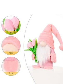 1pc Polyester Gonk Decoration, Flower Decor Gonk Ornament For Party - Pink - View 3