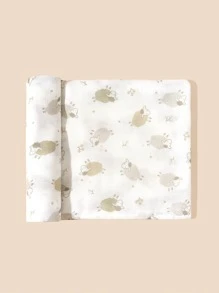 1入組羊圖案嬰兒繈褓毯 - 彩色 - 查看 2