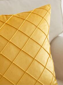 1入組素色絲絨鑽石形狀百褶靠枕類套,黃色 - 黃色 - 查看 4