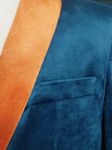 Áo cộc tay Nam Nút Khối Màu Buổi tiệc - Màu xanh hải quân - Xem 3