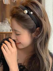 Elegant Faux Pearl Decor Headband,Hairband,Hair Hoop Headbands, Black Hair Accessories Head Accessories