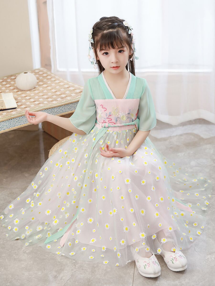 Robe Aqua Sans Manches Fille, Mousseline De Soie, Orchidée Légère, Taille M, Neuve