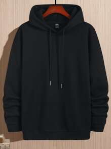 Manfinity LEGND Hombres Capucha con estampado de letra de hombros caídos con cordón - Negro - Ver 2