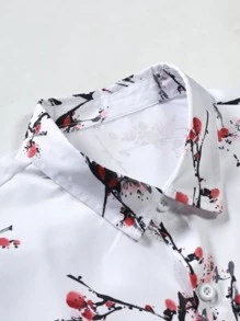 Manfinity Homme Men Floral Print Shirt Without Tee - White - View 3