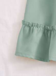 ROMWE Fairycore 提花蕾絲後背繫帶荷葉邊吊帶洋裝