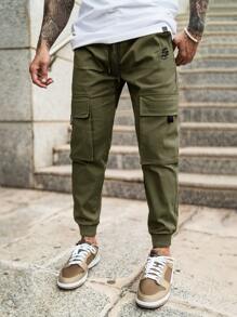 Manfinity Men Flap Pocket Cargo Trousers - Army Green - View 4