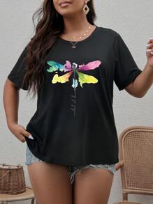 SHEIN LUNE Áo thun Plus size Thú vật Slogan Giải trí - màu đen - Xem 6