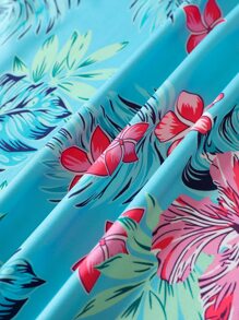 NITAGUT Áo thun có cổ Nam Nút phía trước Nhiệt đới Giải trí - Màu xanh bạc hà - Xem 5