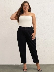 SHEIN BASICS 1 Pieza De Top De Tubo Sólido Extra - Beis - Ver 3