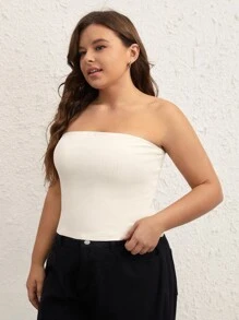 SHEIN BASICS 1 Pieza De Top De Tubo Sólido Extra - Beis - Ver 5