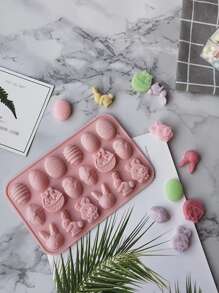1 件复活节 18 腔兔子和复活节彩蛋形状硅胶模具，适用于 DIY 手工甜点 - 淺粉色 - 查看 1