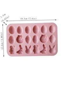1 件复活节 18 腔兔子和复活节彩蛋形状硅胶模具，适用于 DIY 手工甜点 - 淺粉色 - 查看 2