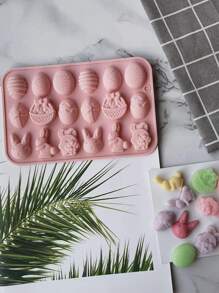 1 件复活节 18 腔兔子和复活节彩蛋形状硅胶模具，适用于 DIY 手工甜点 - 淺粉色 - 查看 4