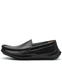 Men Minimalist Slip On Loafers, Leisure Driving Casual Loafers - Black - View 2