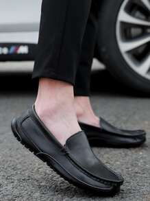 Men Minimalist Slip On Loafers, Leisure Driving Casual Loafers - Black - View 3