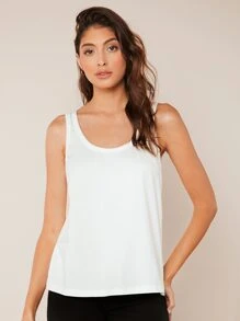 SHEIN BASICS Chất rắn Scoop Cổ Áo ba lỗ - trắng - Xem 1