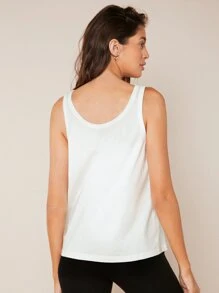 SHEIN BASICS Chất rắn Scoop Cổ Áo ba lỗ - trắng - Xem 2