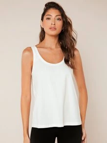 SHEIN BASICS Chất rắn Scoop Cổ Áo ba lỗ - trắng - Xem 6