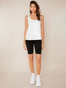 SHEIN BASICS Chất rắn Scoop Cổ Áo ba lỗ - trắng - Xem 7