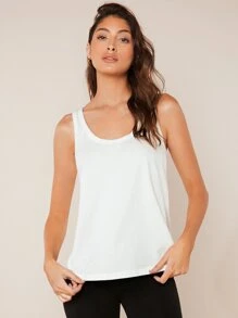 SHEIN BASICS Chất rắn Scoop Cổ Áo ba lỗ - trắng - Xem 8