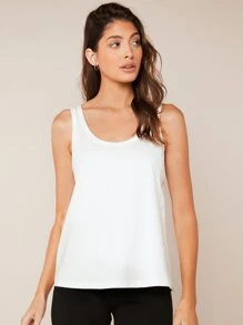SHEIN BASICS Chất rắn Scoop Cổ Áo ba lỗ - trắng - Xem 3