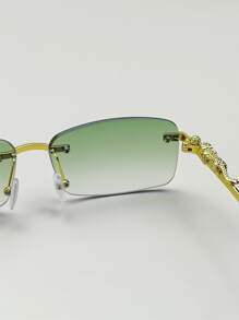 Hombres Gafas de moda sin marco lentes cuadrados - Verde - Ver 4