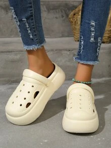 Women Hollow Out Vented Clogs, EVA Fashion Clogs - Beige - View 6