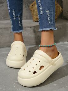 Women Hollow Out Vented Clogs, EVA Fashion Clogs - Beige - View 1